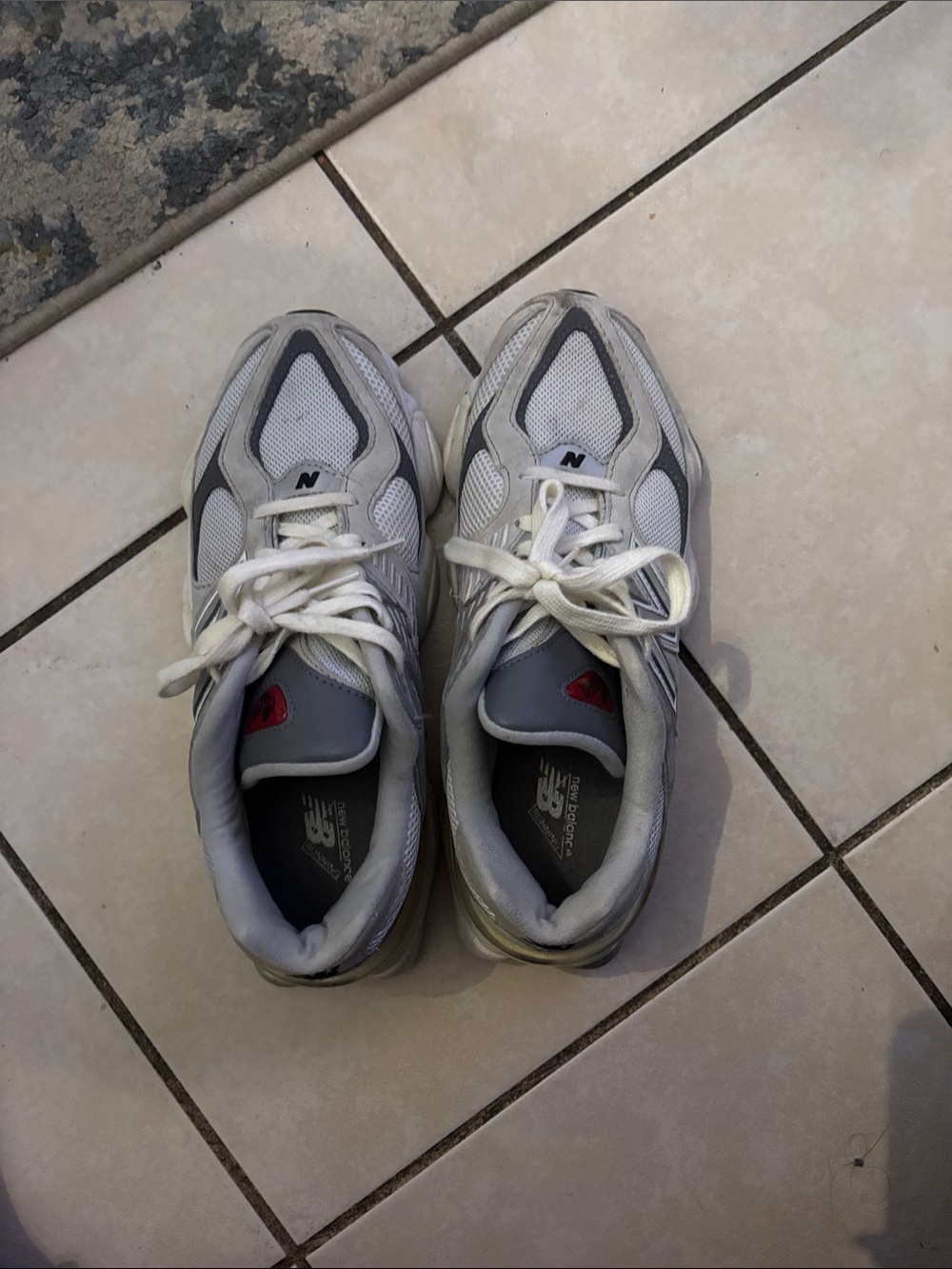 New Balance womans Athletic Sneakers in Gray, White and Cream - Picture 8 of 8